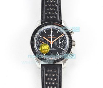 GBF Omega Speedmaster Two Counters Racing Black Dial Orange Hands Replica Racing Watch